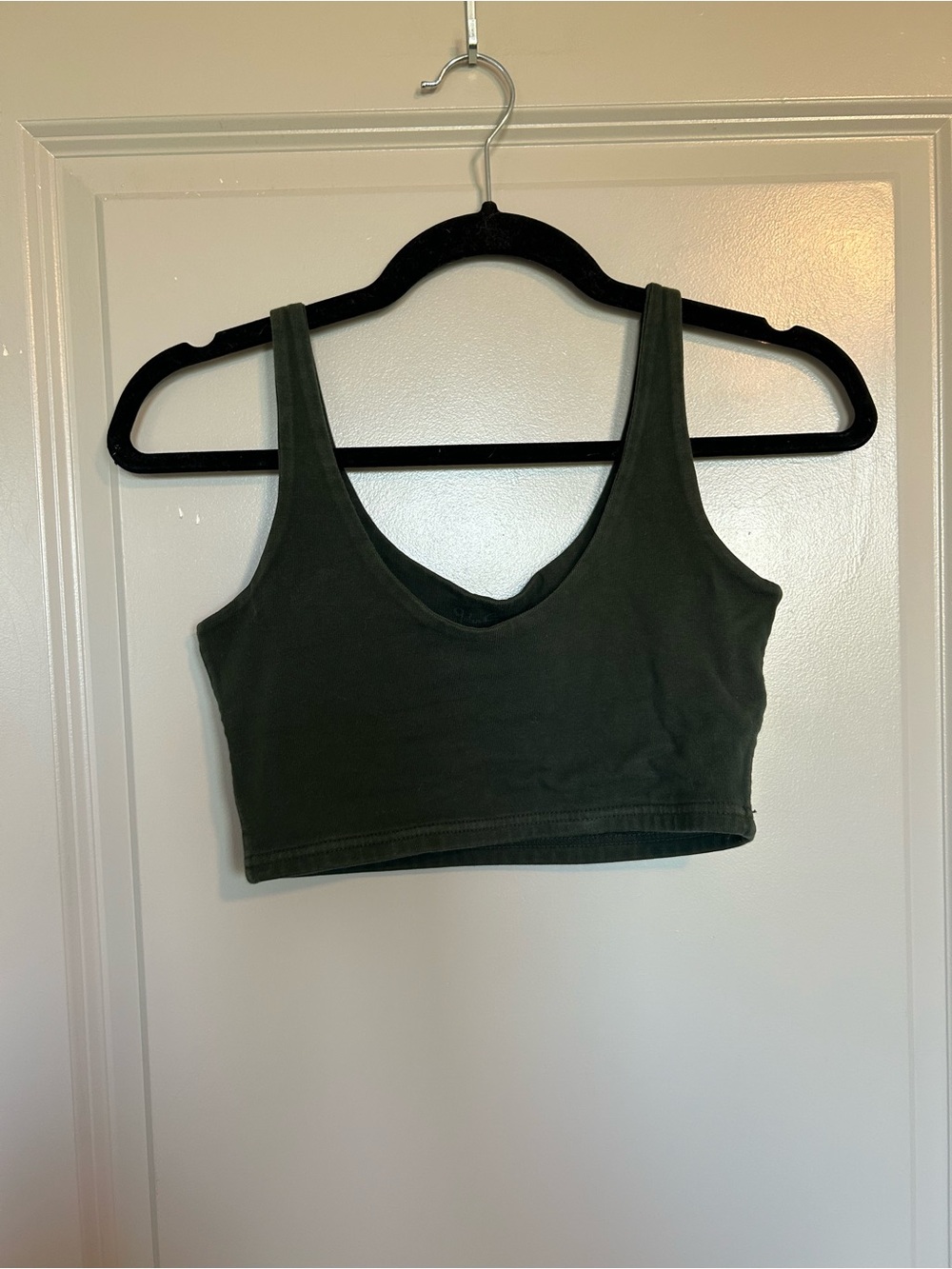 Brandy Melville Dark Olive V-Neck Crop Tank